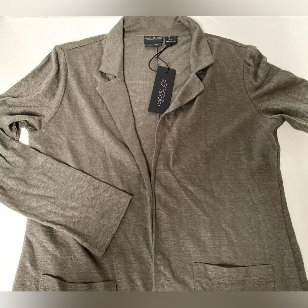 Rachel Zoe Gray Blazer Relaxed Fit Notched Lapels